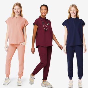 2023 estilo mujeres Scrub Tops pantalón hombres uniforme médico cirugía Scrubs camisa manga corta enfermería uniforme mascota gris anatomía Doctor ropa de trabajo