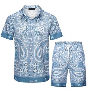 2023 Summer Fashion Fashion Spack Suuits Hawaii Beach Pants Set Designer Wishs Impresión de la camisa de ocio hombre Fit del tablero de directores Manga corta playa corta