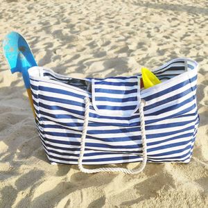 2023 été sac de plage grande capacité sac à main rayé bleu et blanc 230321