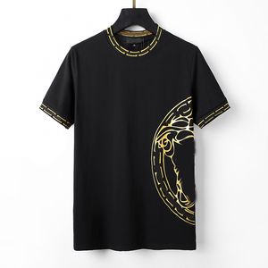 2023 Verano Nueva moda para hombres Tendencia de primavera y verano Moda Taladro caliente Flores y pájaros Hermosa cabeza Estampado de manga corta Camiseta Taladro brillante A1