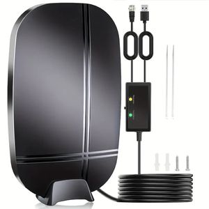 Antenne TV améliorée 2023 - Antenne numérique HDTV amplifiée de 380 miles pour Smart TV et téléviseurs plus anciens - Amplificateur de signal et câble coaxial de 16 pieds inclus - Prend en charge 4K et 1080P