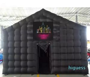 2023 Giant Black Inflatable Cube Nightclub Tent for Outdoor Events - Portable, Illuminated Party Bar with Blower for Weddings and Discos