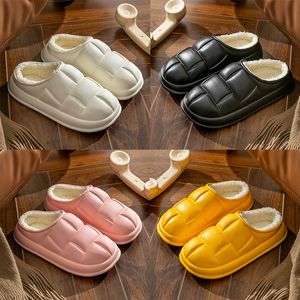 Chaussures imperméables d'hiver 2023, pantoufles en coton à fond plat pour hommes et femmes, taille 36-45, blanc, gris, noir, rose, jaune, vert