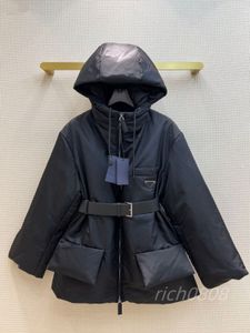 Parkas en duvet de canard pour femme, veste à simple boutonnage, fermeture éclair, capuche en fourrure, manteaux longs et Slim rayés, hiver 2023