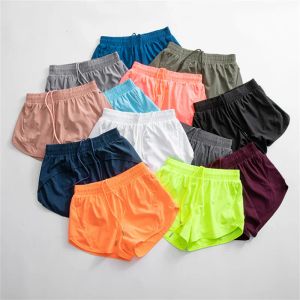 2023Nuevos pantalones de yoga para mujer Pantalones cortos Fitness Cintura alta Delgado Secado rápido Transpirable Material de nylon de alta elasticidad Pantalones cortos deportivos de limón LL Traje de yoga Original