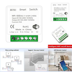 2024 16A Mini Wifi Smart Switch Smart Home DIY Light Switches Module Contrôle bidirectionnel Fonctionne avec Tuya Smart Life Alexa Alice Google Home Vente en gros