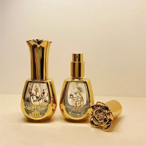 2024 1PC 10ml Gold Glass Perfume Bouteille Spray rechargeable Atomizer Bouteilles Emballage Emballage Contource Cosmetic