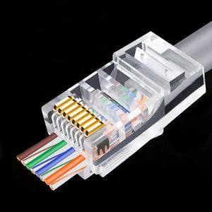 Connecteur RJ45 6U plaqué or, 2024 pièces, 50/100, câbles Ethernet, Module de prise réseau, têtes en cristal Cat5 Cat5e, RJ-45