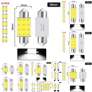 2024 2024 10 PCS C5W LED Bulbe C10W Festoon 31/36/39/41/42mm 12V COB 7000K White Car Interior Dome Lights Lights Trunk Liceding Plate de plaque d'immatriculation