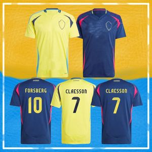 2024 2025 Suède Jerseys de Soccer Team National 24 25 Retro Larsson Mens Ingesson Dahlin Brolin Home Yellow Away Blue Adult Football Shirts Uniforms Kid Kit