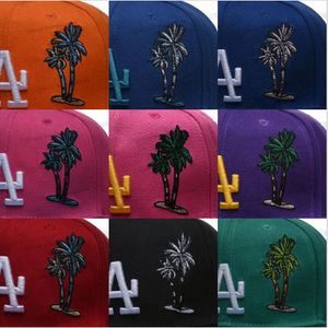 2024 25 couleurs Chapeaux Snapback de baseball masculin Gorras Bones Hip Hop Black Blue Rose Purple La Palm Tree Sport Free Taille Caps réglables Chapeau Cousue 1958 50th Patch