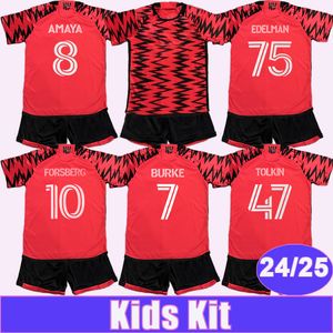 2024 25 New Yo RK Kids Kit Soccer Jerseys FORSBERG Morgan AMAYA BURKE CARMONA CORONEL Away Child Suit Football Shirt Uniformes courts