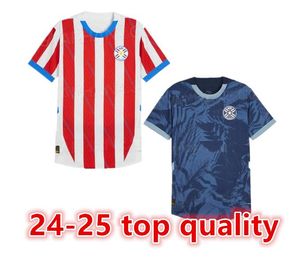 2024 25 Paraguay Soccer Jersey Copa America Maillots de Foot Red White Away Blue Blue Football Shirt 24 25 Hommes Kid Kit Kit Top Top Sleeve Custom Uniforme Adult Taille S-4XL