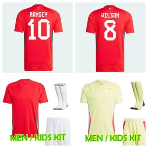 2024 25 Maillots de football de Pays de Galles Bale Wilson Allen Ramsey World National Team Cup Rodon Vokes Home Football Shirt Short Sleeve Adult Uniforms Fan Version