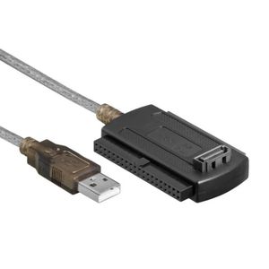 2024 3IN1 USB 2.0 IDE SATA 5.25 S-ATA 2,5 3,5 pouces Disqueur du disque Disque HDD Câble adaptateur pour le convertisseur d'ordinateur portable PC Câble adaptateur de disque dur