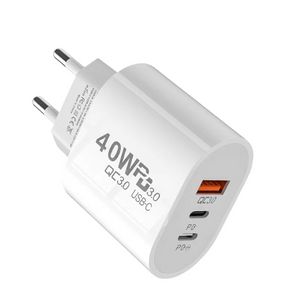 2024 40W 3A 3 PORTS Chargeurs de téléphone portable Dual PD Type C Chargeur mural Adaptateurs de charge rapide pour Samsung S20 S22 UTRAL HTC Xiaomi Huawei