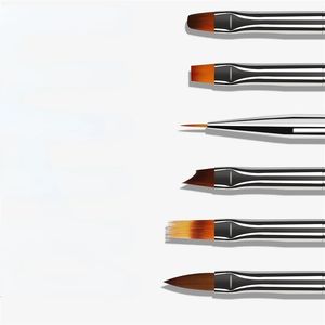 2024 6PCS / Set Double Head Nail Dotting Painting Draw Draw Brush acrylique UV Gel Polish Plat Pen Nail Art Manucure Kit pour Nail Art
