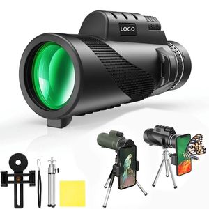 2024 80x100 HD Professional Monocular Day / Night Vision Camera Star Mirror avec Tripod Phone Clip Outdoor Camping Hunting - Pour professionnel
