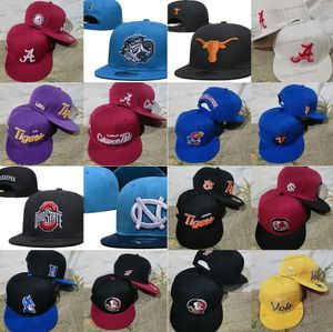 2024 Todo el equipo Mezcla de colores Fans NCAA EE. UU. Béisbol universitario Sombrero ajustable Hombres Mujeres Talla única Vintage Flat Sport Base Ball Snapback Caps Letras A N Bone Chapeau 29-09 de febrero