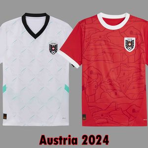 2024 Austria Euro Soccer Jerseys Inicio conjuntos rojos Jersey blanco visitante Equipo nacional de fútbol de Austria Kits hombres tops camisetas uniformes tops