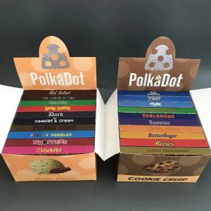 2024 boîtes d'emballage de chocolat Polkadot à grande taille 20 types 4G Polka Dot Mushroom Bodine Belgian Chocolate Bar Boîte avec autocollants Emballage de Magronnements Bar Pac