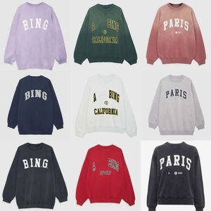 2024 Bing Designer Pull Nouvelles Femmes Mode Tendance Sweat-shirt Classique Chaud Lettre Imprimer Lavage Lavande Violet Lâche Coton Polyvalent Sweat À Capuche Pull Tops 688vvv