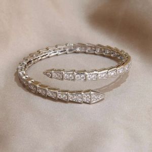 2024 Bracelet Designer Femmes Top Qualité Bracelet Serpent Os Plein Diamant Bracelet Femme Classique Argent Diamant Ouvert Bracelet Femme Polyvalent