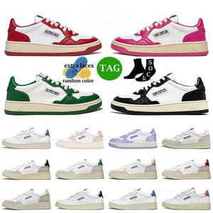 2024 Lanzando zapatos casuales para hombres de diseñador Autries USA Action Upper Cuero de dos tonos Ante Low Pink Panda Low Mocasines para mujeres Zapatillas de deporte