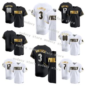 2024 City Connect Trea Turner Bryce 3 Harper Baseball Phillies Jersey JT REALMUT Noir blanc doré Philadelphie Nola Bryson Stott Zack Wheeler Castellanos Bohm