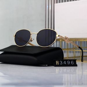 2024 Classic Metal Sunglasses Fashion Designer Cat Eyes Lunettes de soleil ovales Lunettes de soleil Beach pour homme pour les lunettes de protection des lunettes UV400 de protection 3496