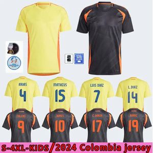 2024 Colombie JAMES Maillots de football Kit enfants 2425 Maillot de football de l'équipe nationale de Colombie Ensemble à domicile Camisetas 2025 Copa America D.VALOYES ARANGO C. CHUCHO