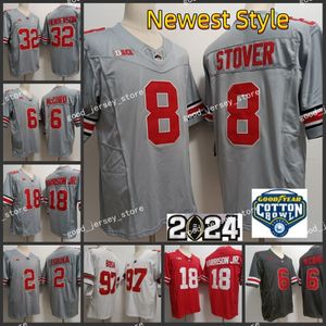 2024 Bol en coton NCAA OSU Ohio State Buckeyes College Football Jersey NCAA Marvin Harrison Jr. Emeka Egbuka Kyle McCord Justin Fields TreVeyon bon