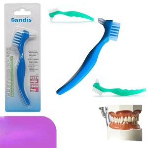 2024 brosse à dents prothèse Bristle double / doux pour les fausses dents Brosse Superbe nettoyage total pour les fausses dents Bristle dur