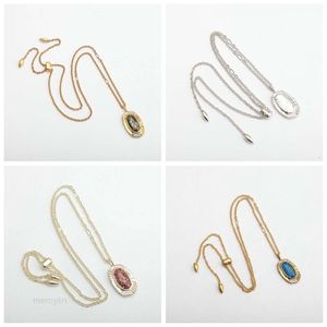 2024 Designer Kendrascott Jewelry Fashion Jewelry Anna Series Large Obsidian Red Brown Stone Cat Eye Collier Multi couleur