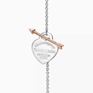 2024 Designer T Family's New S925 Silver Heart Arrow Collier pendentif en or rose bijoux populaires pour hommes et femmes 2024 nouveaux bijoux cadeau de la Saint-Valentin