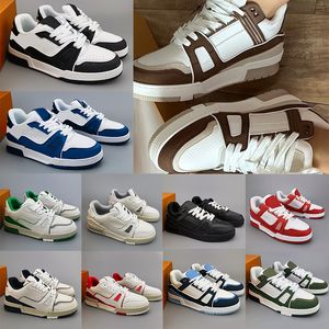 2024 Diseñador Virgil Trainer Sneaker Zapatos casuales Piel de becerro Negro Blanco Rosa Cuero Abloh Verde Rojo Azul Superposiciones Plataforma Zapatillas bajas Caminar al aire libre EUR 36-45