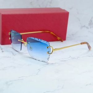 2024 Lunettes de soleil coupées en diamant hommes et femmes câblage élégant C de concepteur de luxe Carter Sun Glasses Driving Shades Outdoor Protect Eyewear Gafas de Sol