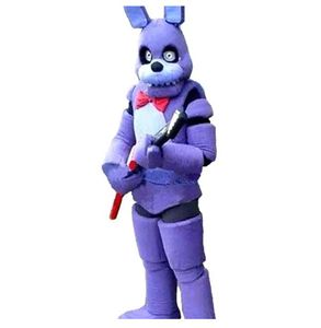 2024 Venta de fábrica caliente cinco noches en Freddy FNAF Juguete Creepy Purple Bunny mascota Traje Traje Halloween Navidad Cumpleaños Vestido