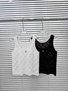 2024 Fashion Women's Hollow Out Tanks Design Women's Rond's Round Cou Sans manches en tricot en tricot