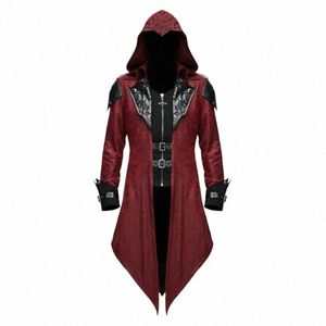 2024 Gothique Assassin Cosplay Médiéval Homme Streetwear Vestes à capuche Costume d'extérieur Edd Assassins Creed Halen Costume 548 L7dI #