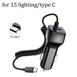 2024 en stock Chargeur de voiture 3.1A avec téléphone portable pour Samsung S10 Xiaomi Câble micro USB Type C Voitures rapides pour iPhone 15 14 13 12 Adaptateur de chargeur