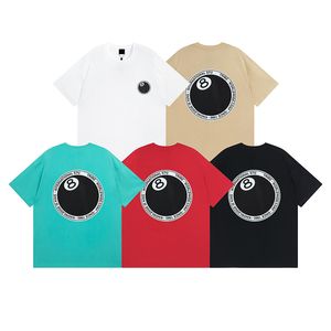 2024 Ins Brand Mens Designer T Shirts High Street Billar Negro 8 Planet Imprimir Calidad superior 100% Camiseta de algodón Camiseta suelta S-XL 4 colores