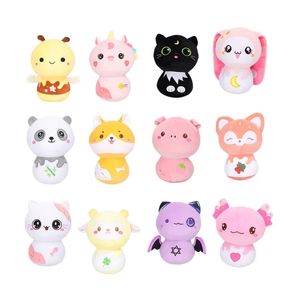 2024 Kawaii Forma de seta Serie de animales Felpa Squishy Almohada Rellena Lindo Cerdo Conejo Gato Panda Muñeca Decoración del hogar Peluche Juguete Regalo