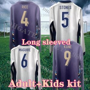 2024 Jerseys de football en Angleterre à manches longues Saka Fode Bellingham Rashford England Kane Sterling Grealish National Team Football Goal Garden Kid Kit