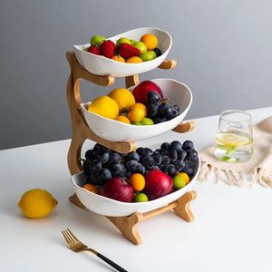 2024 salon maison à trois couches en plastique assiette de fruits de fruit plat créatif créatif de panier de fruits séchés moderne bol de gâteau de gâteau