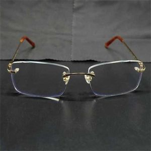 2024 Gafas de sol para mujeres de lujo para hombres Marcos de ojo transparente sin borde para hombres Spectáculos ópticos transparentes Metal Deisgner Flight Glasseshajia