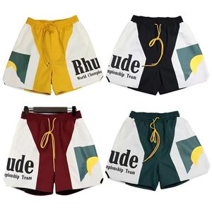 Shorts Mens Rhude Designer short men Summer Quick Drying Breathable Mesh Drawstring Beachwear Loose Sports Shorts For Men