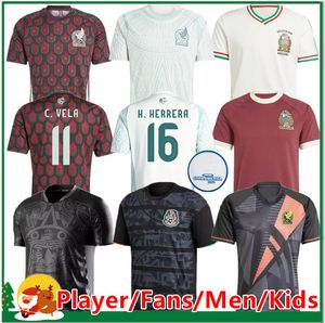 2024 Mexique Jersey de football H. Losano Chicharito G DOS SANTOS C. Vela 24 25 Hommes Femmes Enfants Kit Sports Football Shirt Ensembles Formation MEXICAINE Accueil Uniforme