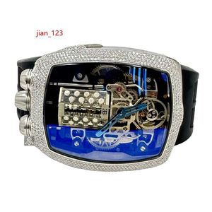 2024 Modèle Dernière conception Iced Out Small Diamond Tezel Rubber Watch VVS Moisanite Pass Diamond Tester Tester Watch From Manufacture