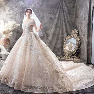 2024 Modest Princess A Line Marid Robes Appliques Off Bling Bling Bridal Robes Robe de mariée Plus Vestide